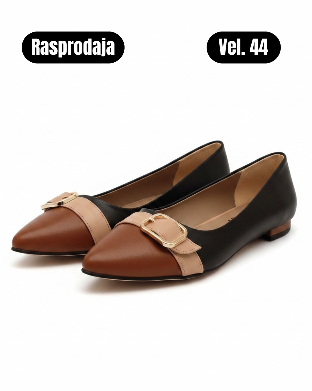 BNS Brown beige heeled ballerinas