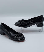 BNS Black bow heeled ballerinas