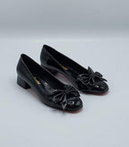 BNS Black bow heeled ballerinas